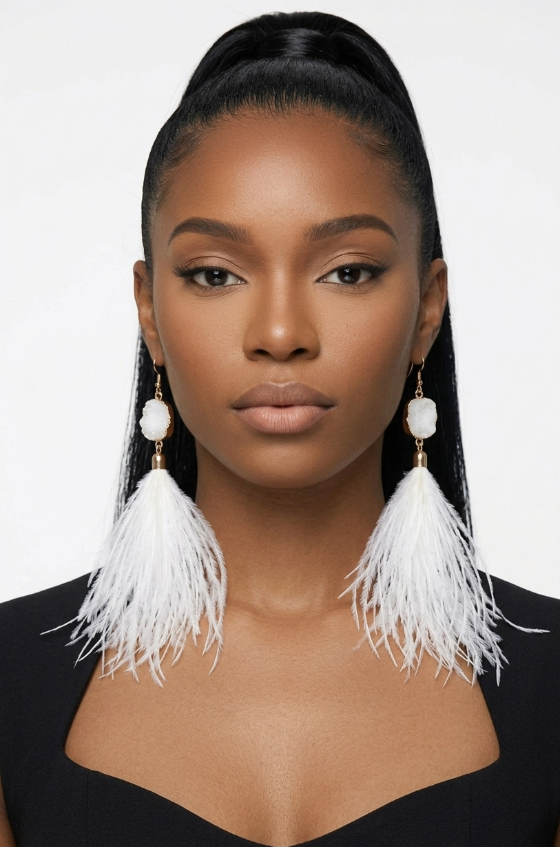 Feather Drop Earrings